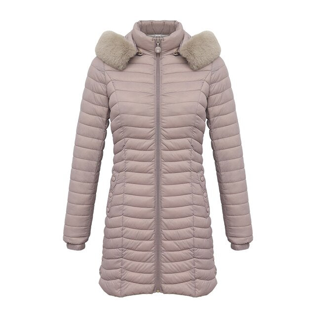 Ursula | Damen Winter Pufferjacke mit Fellkapuze