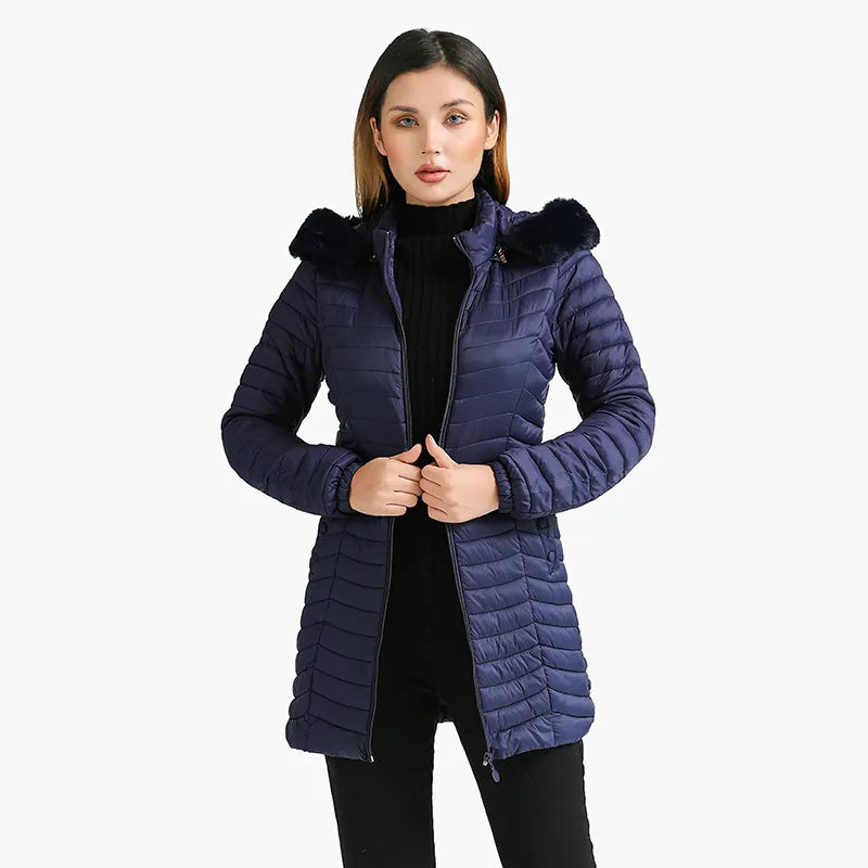 Ursula | Damen Winter Pufferjacke mit Fellkapuze
