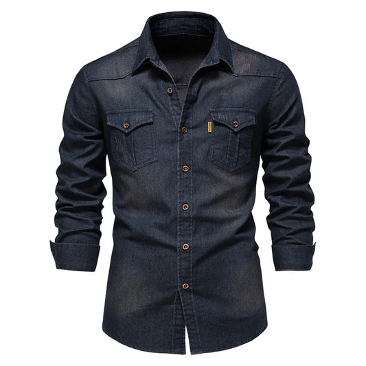 Hans | Herren Lässiges Denim-Button-Up-Hemd