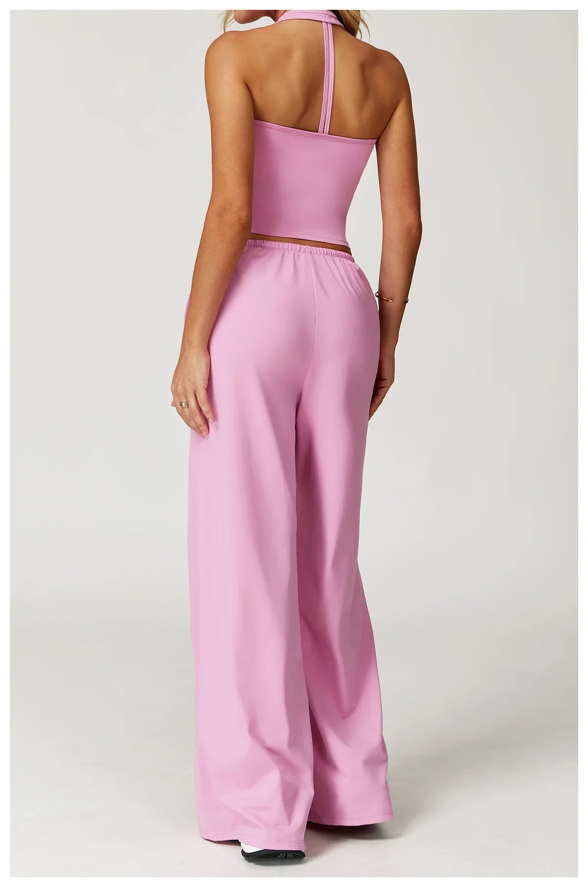 Laura | Damen Freizeit Neckholder Crop-Top Hosen Set