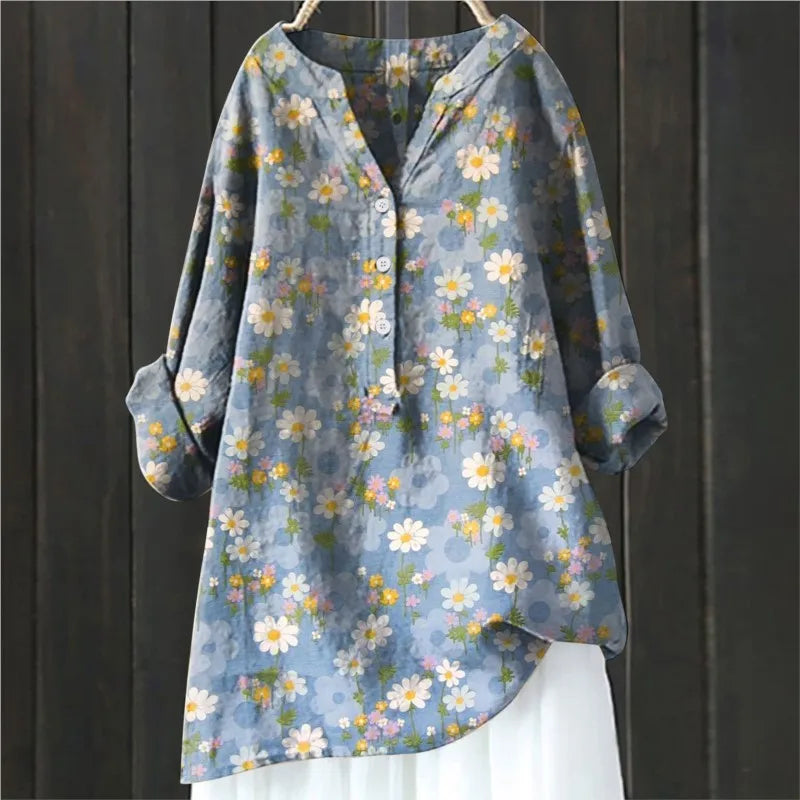 Greta | Damen Locker sitzende Sommerbluse mit Blumenmuster