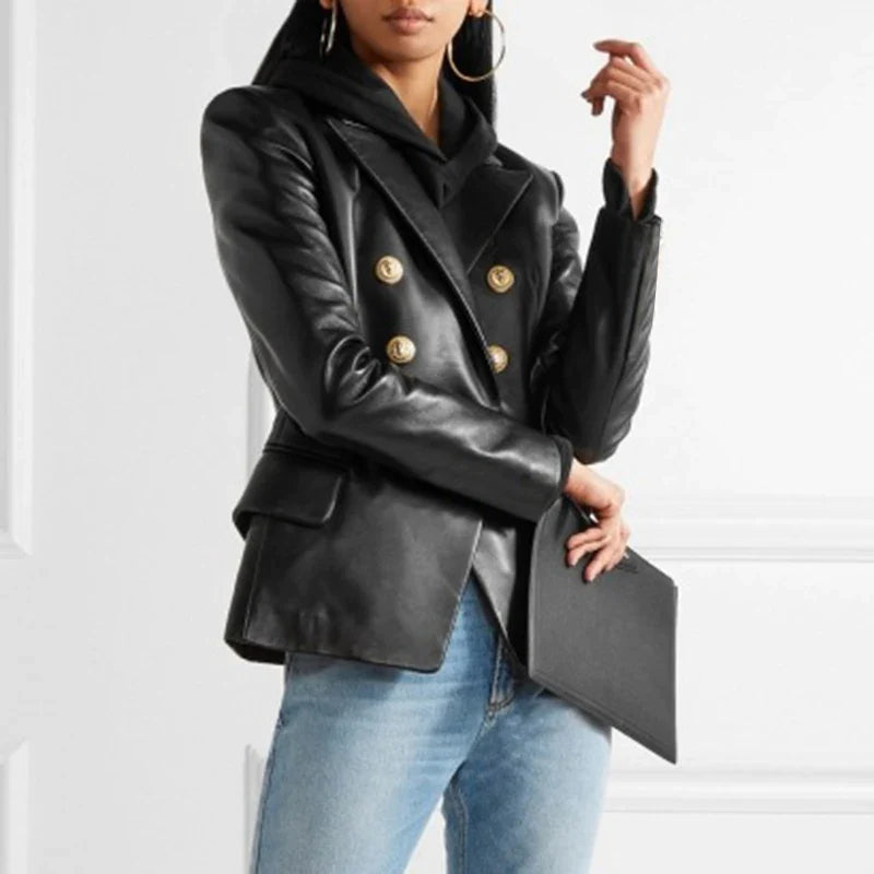 Annika | Damen Winter Zweireihige Blazerjacke