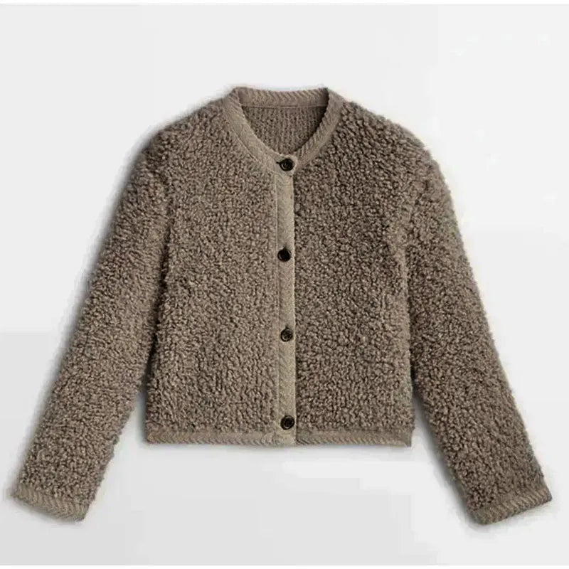 Kerstin | Schicke Flauschige Strickjacke mit Knopfverschluss