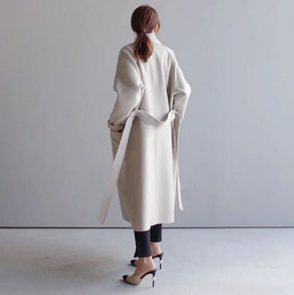 Hanna | Eleganter Damen Langer Wollmantel mit Taschen