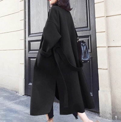 Hanna | Eleganter Damen Langer Wollmantel mit Taschen