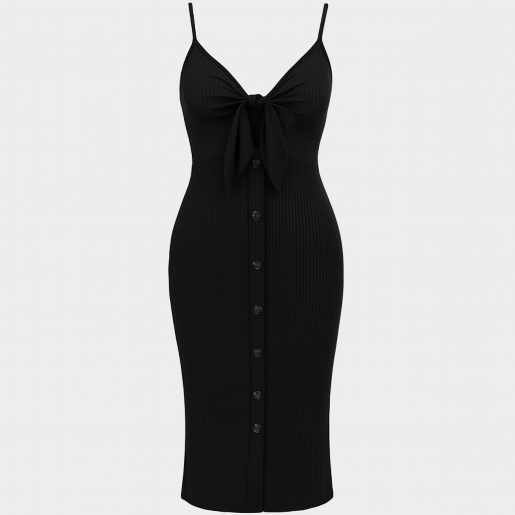 Schwarzes Maxikleid mit Halter-Ausschnitt – luftiges Design für den Sommer