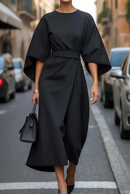 Carolin | Elegantes Kleid mit Ballonärmeln und Gürtel