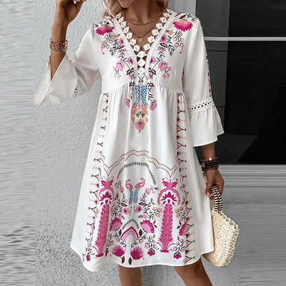 Elke | Damen Sommerkleid Boho Mini Loose-Fit