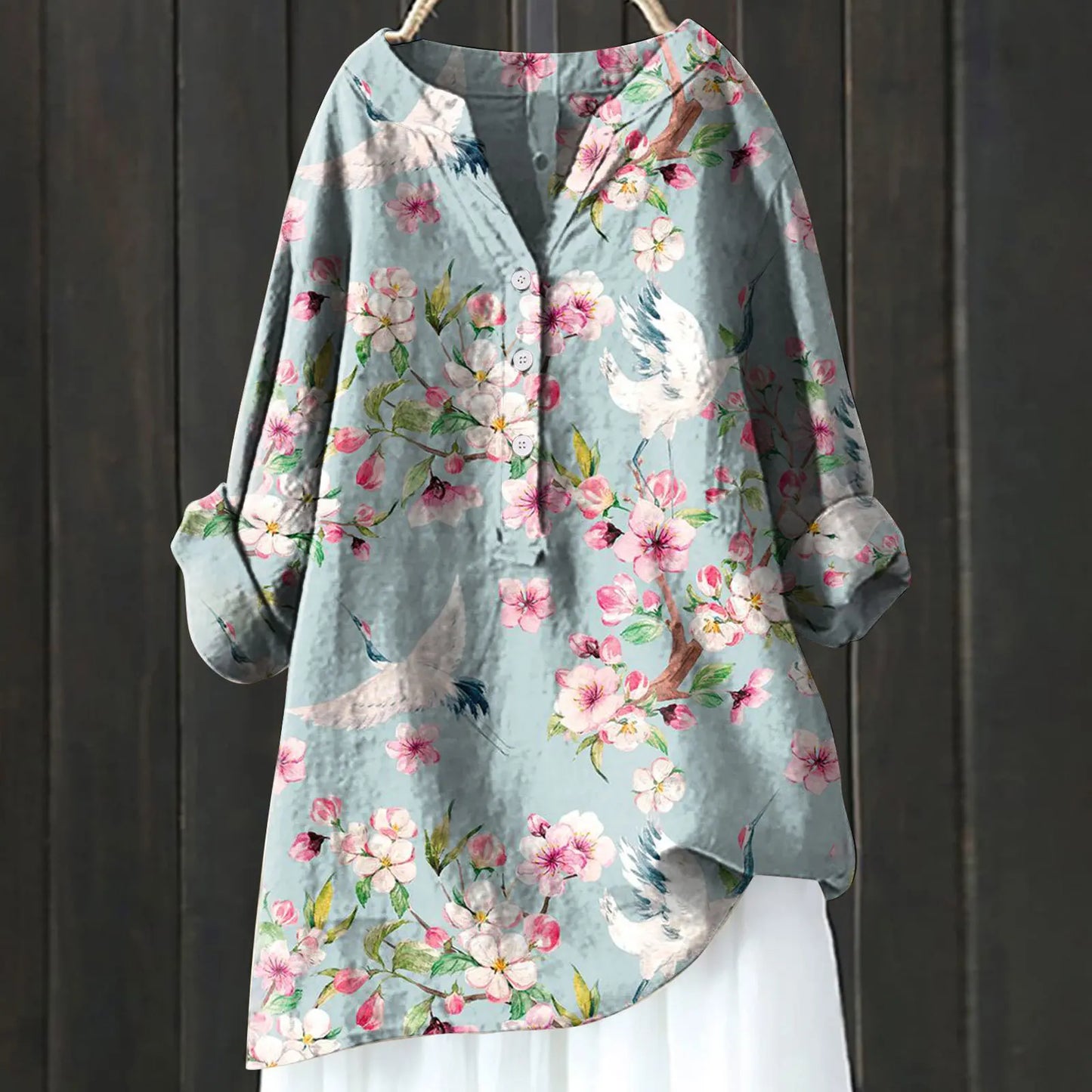 Greta | Damen Locker sitzende Sommerbluse mit Blumenmuster