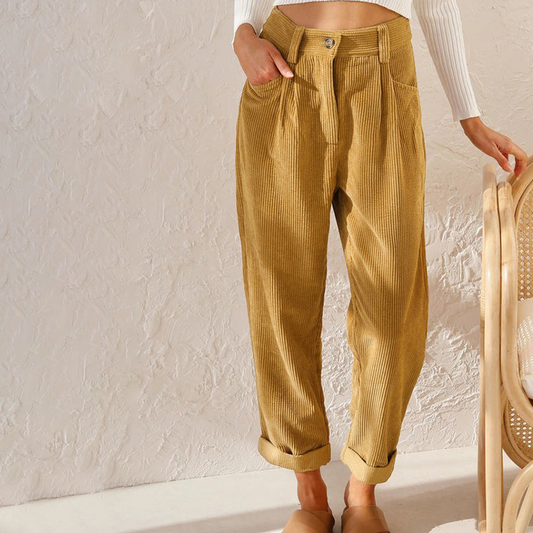 Jessica | Damen Winter Cordhose mit Hohem Bund