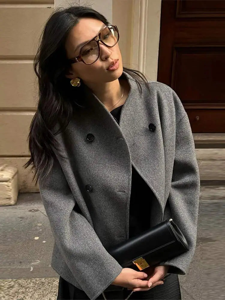 Magdalena | Doppelreihiger Wollmix Mantel Damen