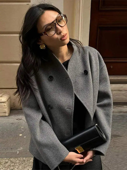 Magdalena | Doppelreihiger Wollmix Mantel Damen