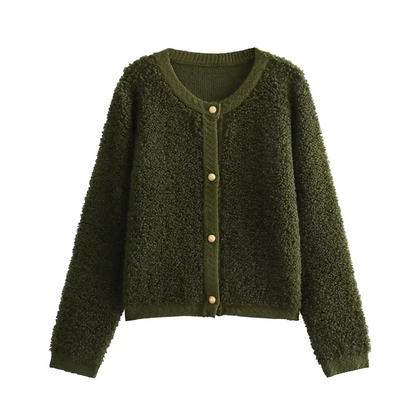 Kerstin | Schicke Flauschige Strickjacke mit Knopfverschluss