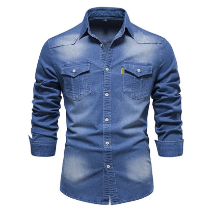 Hans | Herren Lässiges Denim-Button-Up-Hemd
