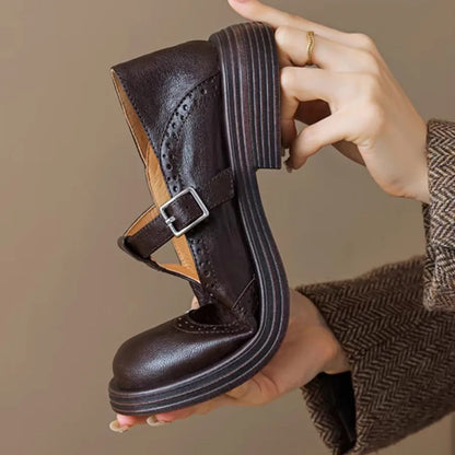 Jessica | Klassische Damen Leder T-Riemchen Schuhe