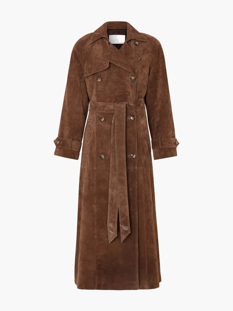 Johanna | Damen Doppelreihiger Trenchcoat aus Wildleder