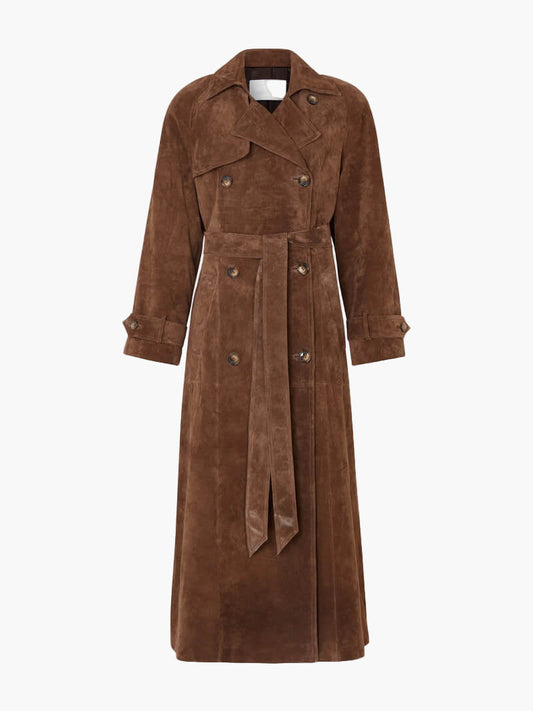 Johanna | Damen Doppelreihiger Trenchcoat aus Wildleder