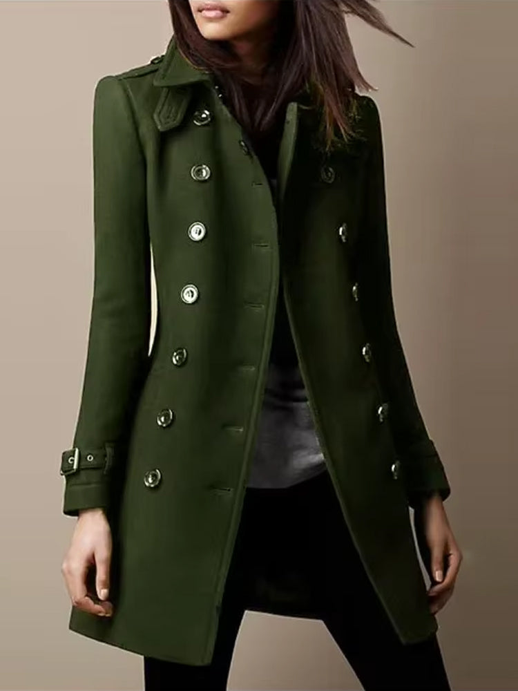 Lena | Damen Klassischer Doppelreihiger Wollmantel