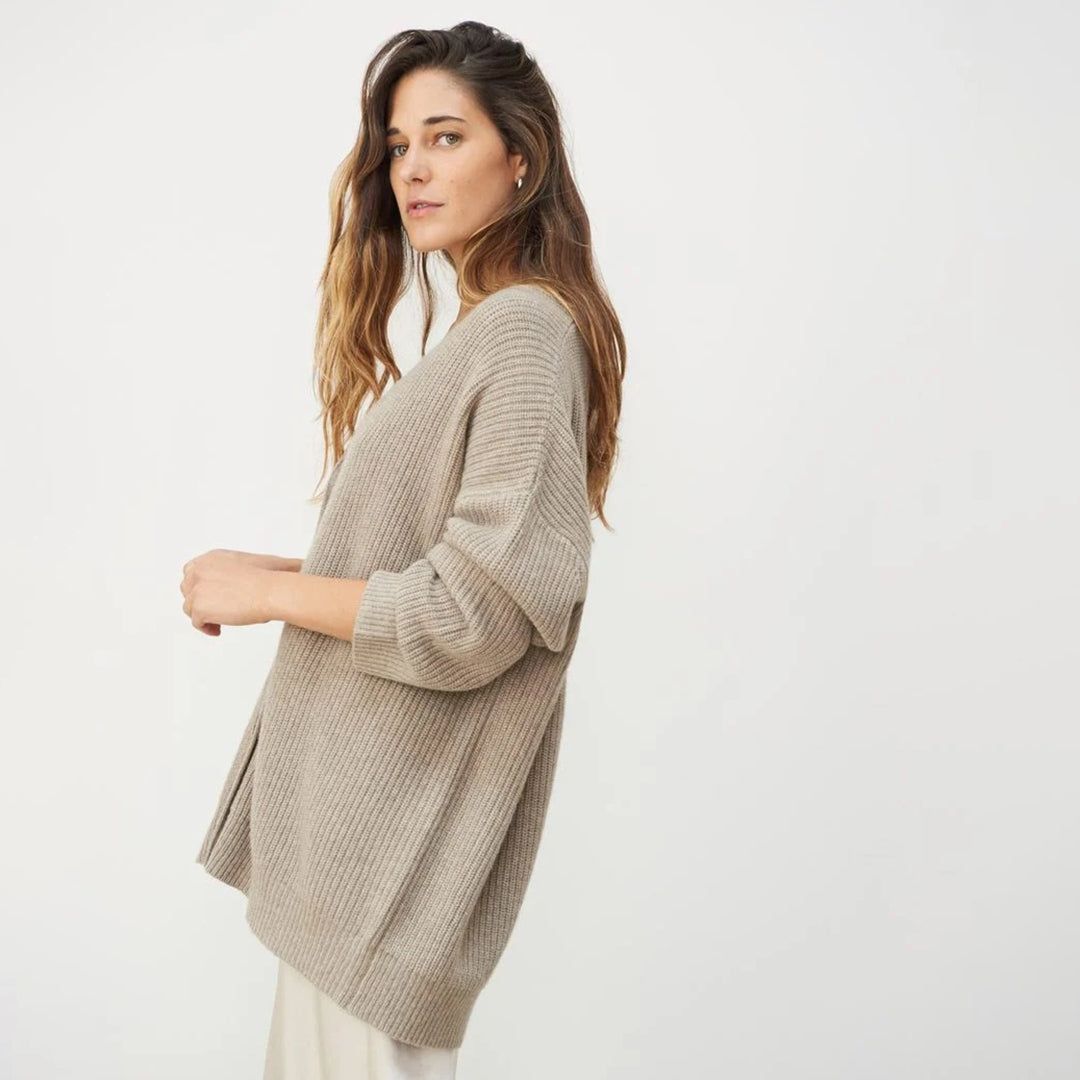 Carolin | Damen Grobstrick Cardigan mit Knöpfen