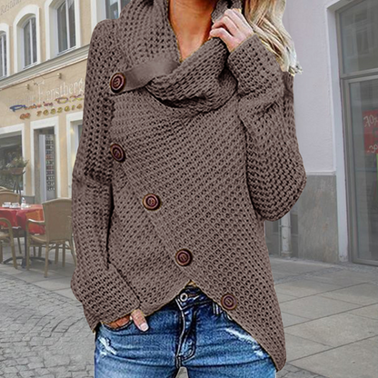 Anke | Damen Winter Strickpullover mit Knöpfen