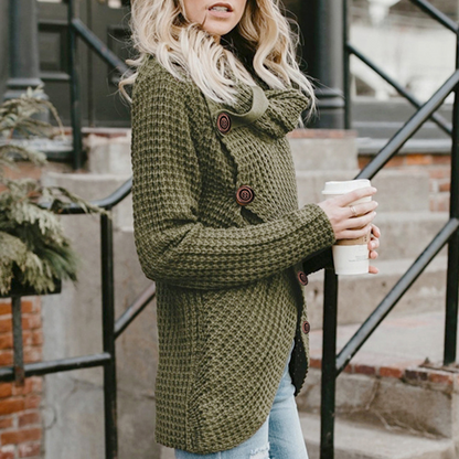 Anke | Damen Winter Strickpullover mit Knöpfen
