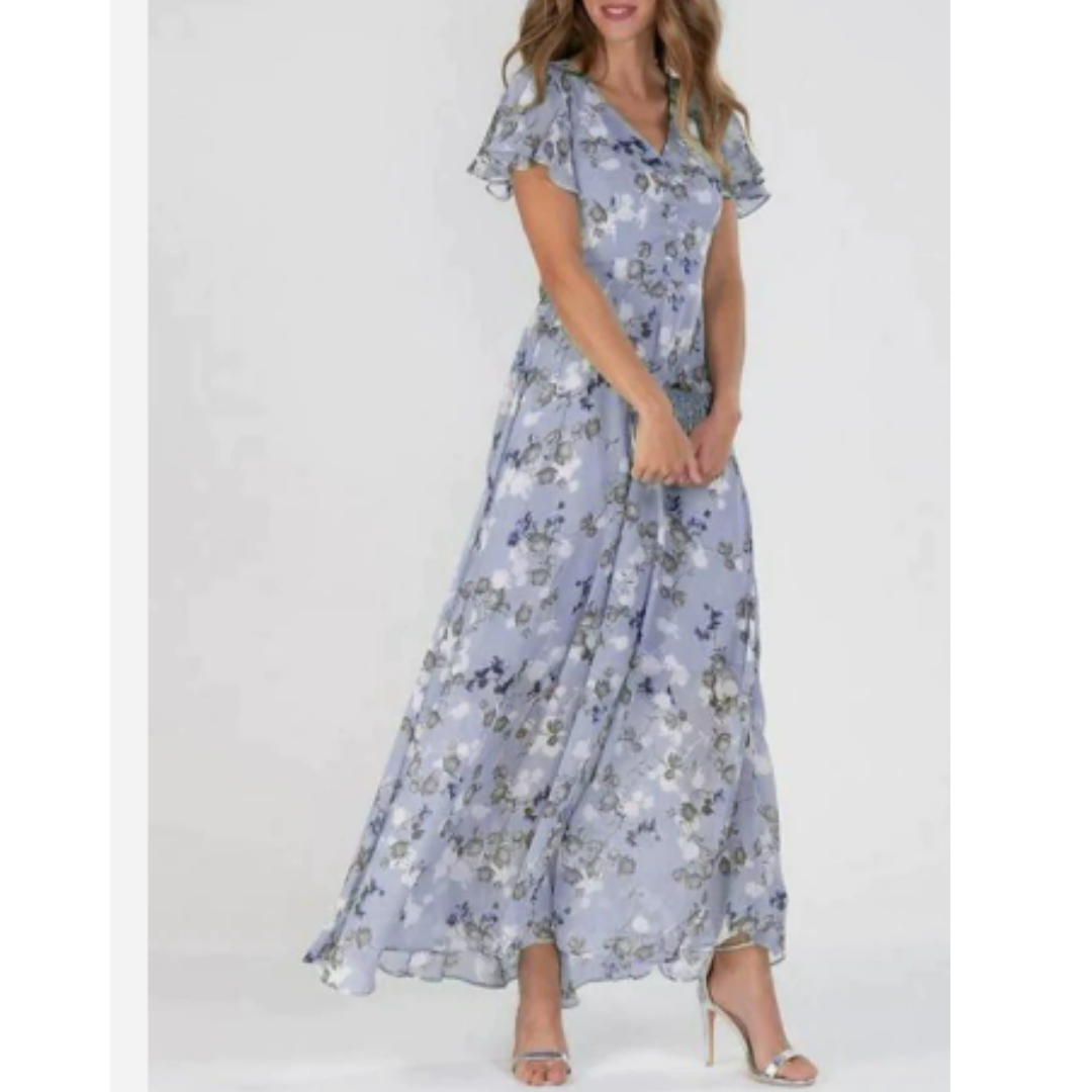 Andrea | Damen V-Ausschnitt Blumenkleid für Hochzeitsgäste