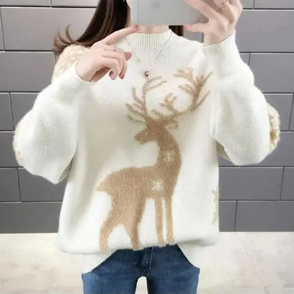Leonie | Damen Winterpullover mit Rentiermuster
