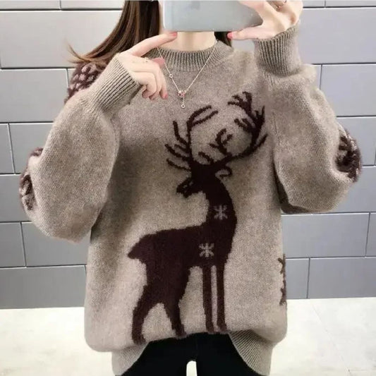 Leonie | Damen Winterpullover mit Rentiermuster