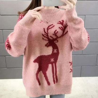 Leonie | Damen Winterpullover mit Rentiermuster