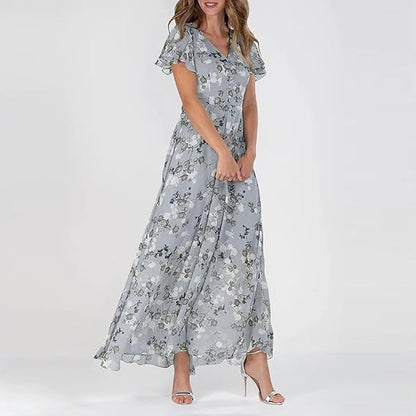Andrea | Damen V-Ausschnitt Blumenkleid für Hochzeitsgäste