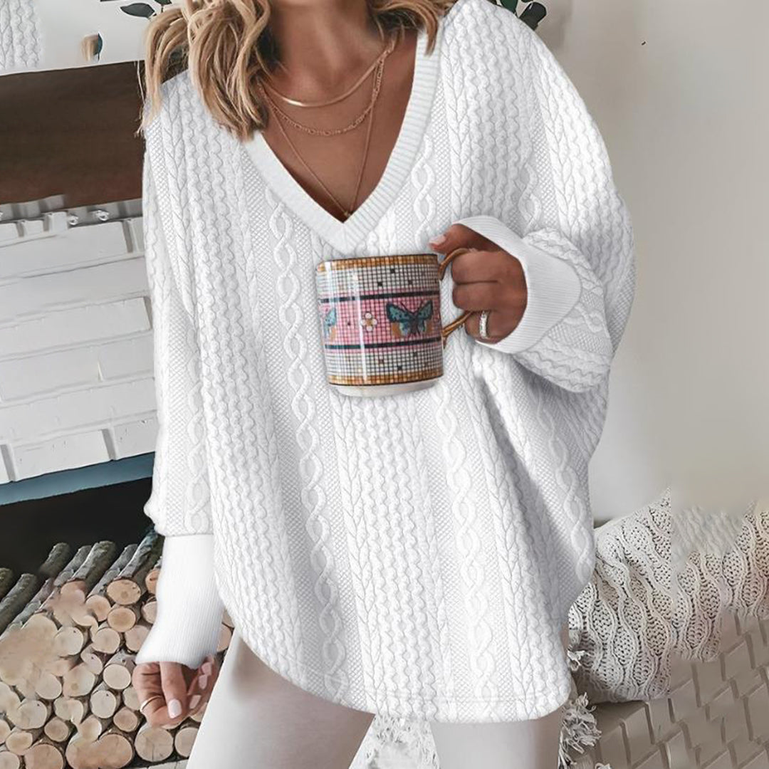 Beatrice | Damen Lockere Passform Zopfmuster Pullover