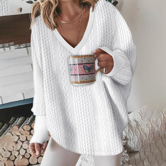 Beatrice | Damen Lockere Passform Zopfmuster Pullover
