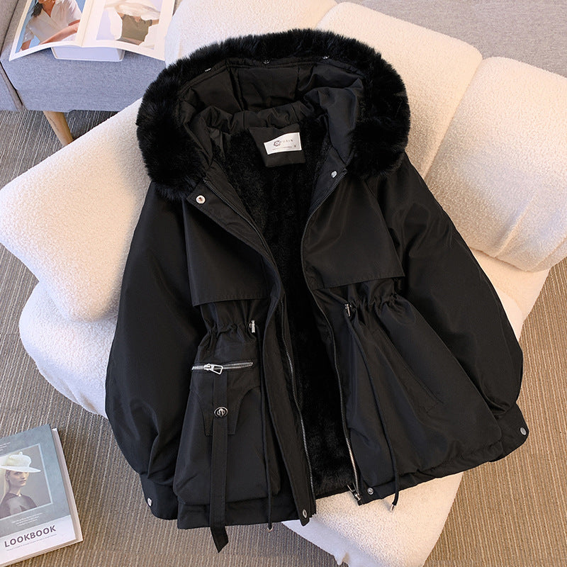 Claudia | Damen Winterjacke mit Kapuze und Kunstpelz