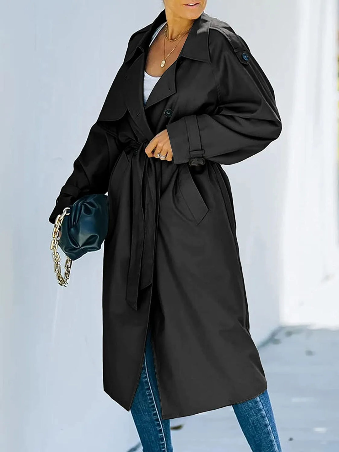 Jana | Damen Winter Trenchcoat mit Taillengürtel