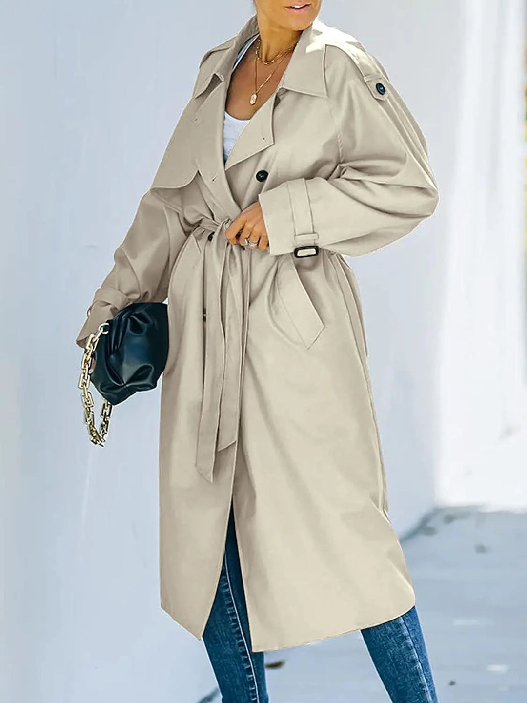 Jana | Damen Winter Trenchcoat mit Taillengürtel