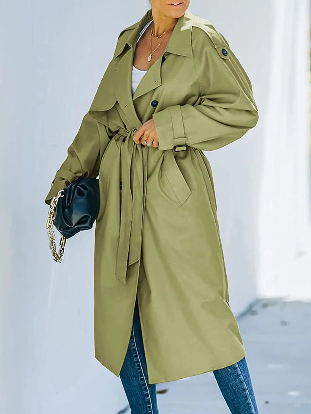 Jana | Damen Winter Trenchcoat mit Taillengürtel
