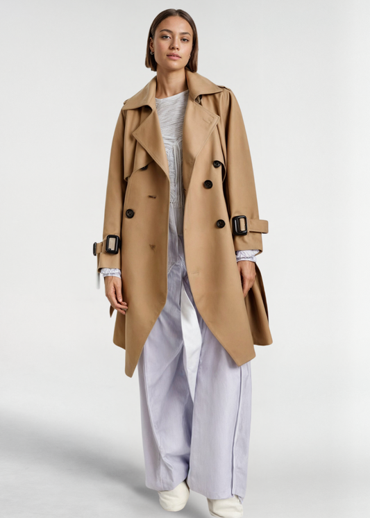 Dorothea | Damen Moderner Trenchcoat mit Schnallendetail für den Winter