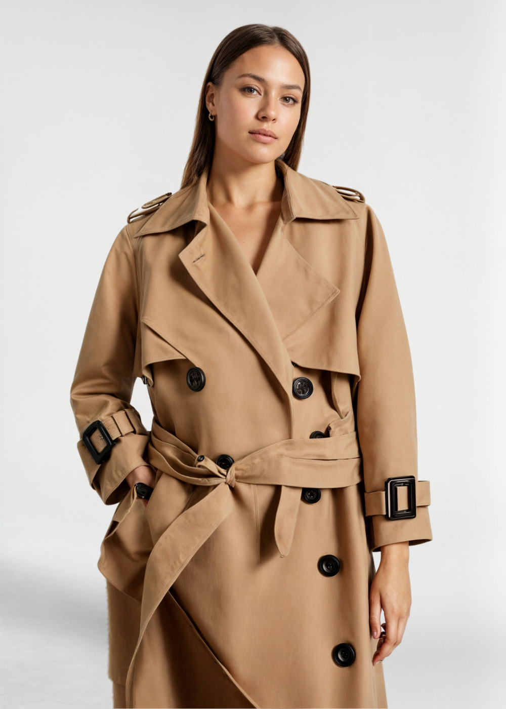 Dorothea | Damen Moderner Trenchcoat mit Schnallendetail für den Winter