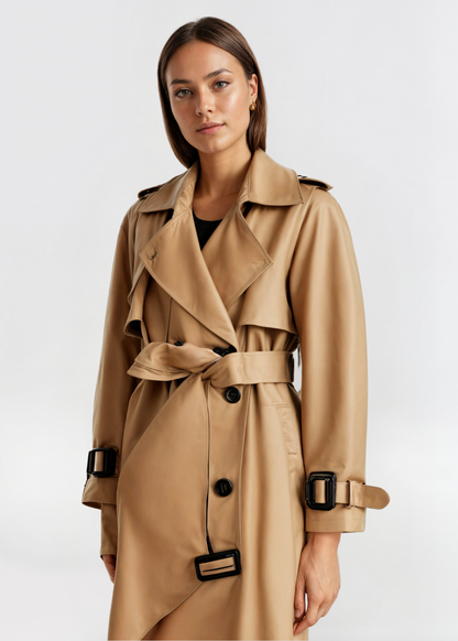 Dorothea | Damen Moderner Trenchcoat mit Schnallendetail für den Winter