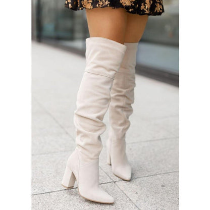 Andrea | Damen Stiefel aus Wildleder mit spitzer Zehenpartie und hohem Schaft