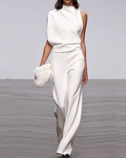 Jessica | Damen Ein-Schulter Jumpsuit mit hohem Hals