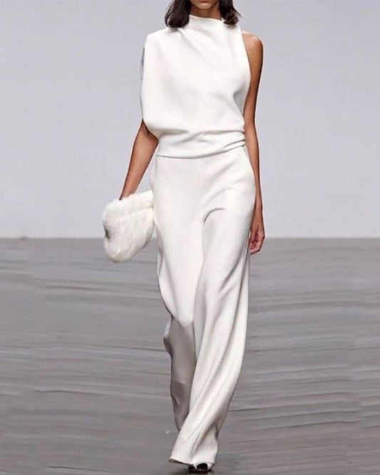 Jessica | Damen Ein-Schulter Jumpsuit mit hohem Hals