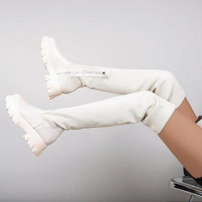 Angela | Damen Stiefel über dem Knie mit Blockabsatz