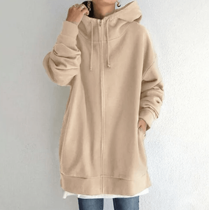 Jasmin | Damen Lässige Relaxed Fit Kapuzenjacke mit Vollem Reißverschluss