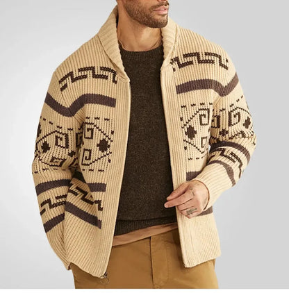 Alexander | Herren Klassische Strickjacke mit Reißverschluss und Muster