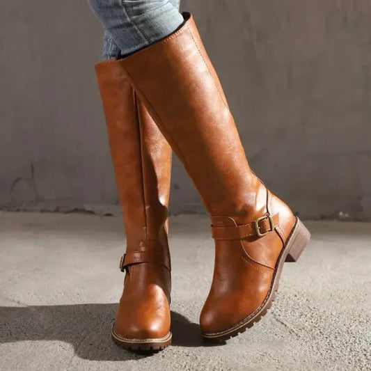 Andrea | Damen Winter Kniehohe Stiefeletten mit Schnalle
