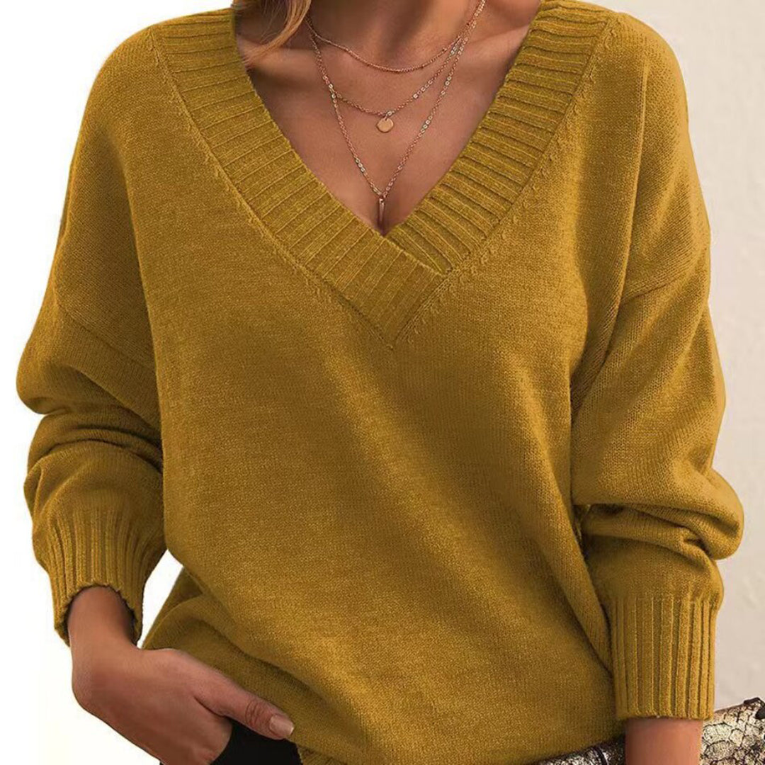 Dorothea | Damen Winter Strickpullover mit V-Ausschnitt