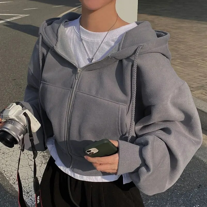 Annika | Damen Lässiger Kapuzenpullover mit Frontreißverschluss und Loose Fit