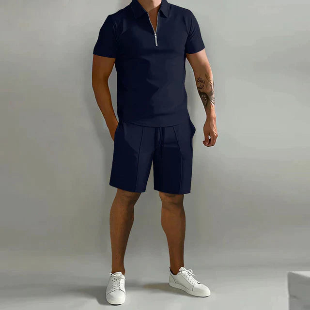 Christian | Herren Freizeit-Set mit Reißverschlusskragen und Shorts