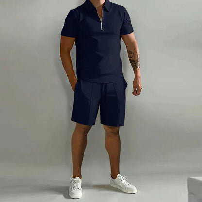 Christian | Herren Freizeit-Set mit Reißverschlusskragen und Shorts